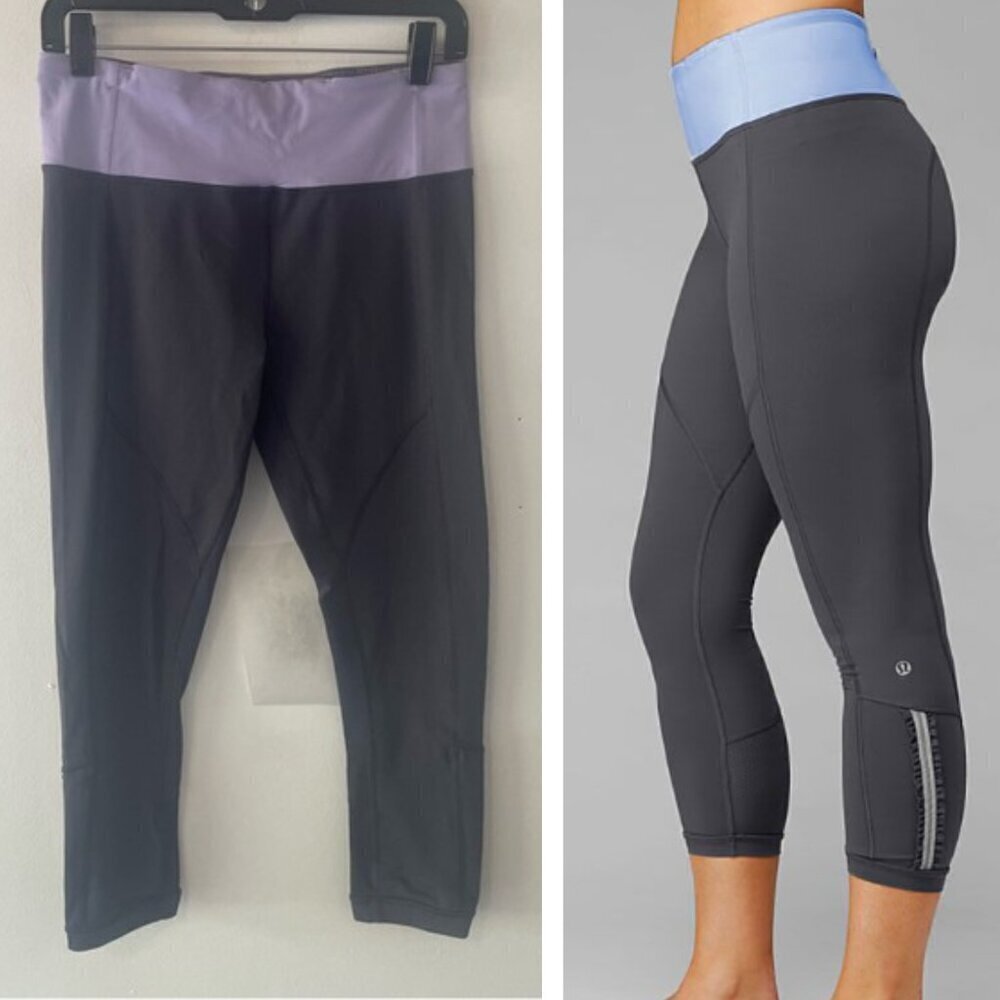 Lululemon Gray Purple Athletic Cropped Leggings - 27062